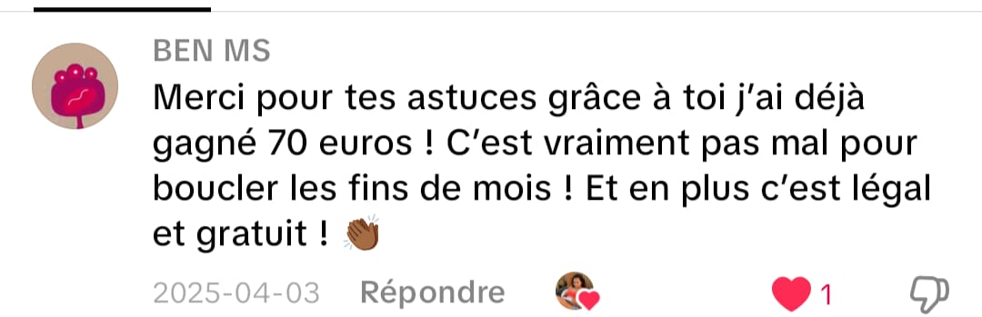 Capture de commentaire TikTok — Benms