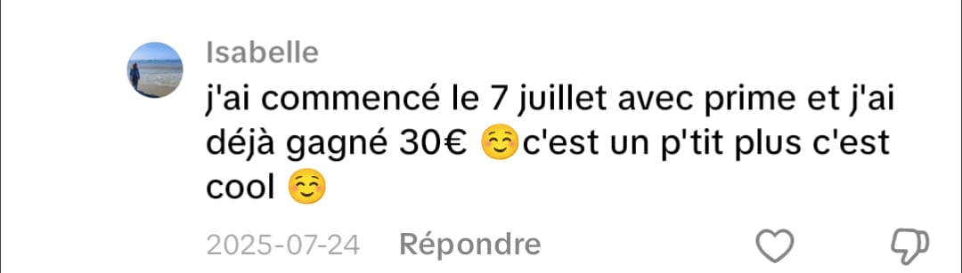 Capture de commentaire TikTok — Isabelle